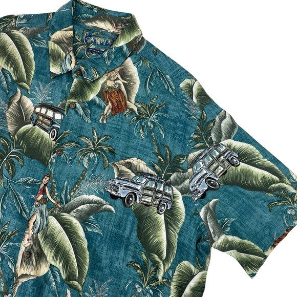 Campia Mens Hawaiian Shirt Easy Care Hulu Girls Floral Cars Tropical Rayon XXL - Picture 4 of 9